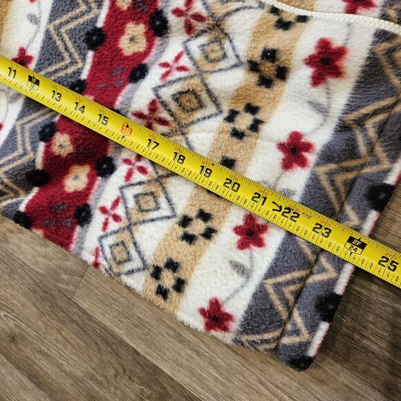 Vtg Alfred Dunner Aztec Fleece Jacket Women PS Floral Cottagecore Boho Red Beige - Picture 9 of 9